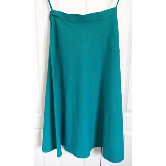 Vintage ROUIE bias cut teal cotton midi skirt - Picture 5 of 8